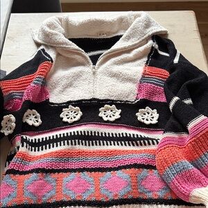 Colorful Knitted Half Zip Sweater